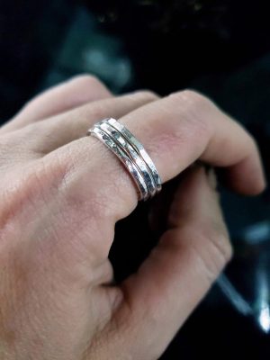 Hammered Fine Silver Stacking Band