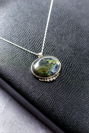 Labradorite & Sterling Oval Pendant