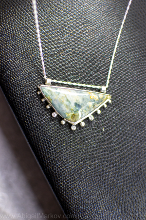 Gary Green Jasper & Sterling Triangle Pendant