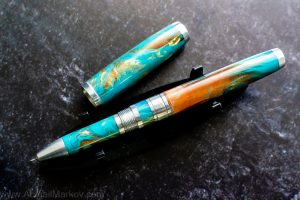 The Saturn Roller Ball in Turquoise Feathers