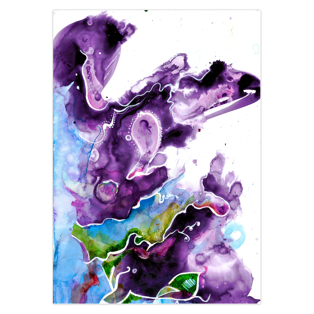Folded Cards: Meditation Painting 2022 - Purple Leaves - Image 2